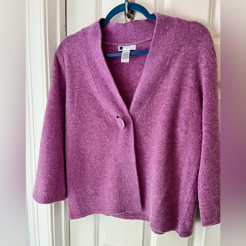 Carole Little Lavender Wool Cardigan Sweater